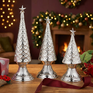 Ensemble d'arbres de Noël décoratifs plaqués argent - Product Image 2
