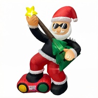 Weihnachtlicher Aufblasbarer Rockstar-Weihnachtsmann mit LED-Beleuchtung 1,8m Aufblasbarer Gitarren-Weihnachtsmann Gartendekoration PVC-Material Umweltfreundlich Waschbar
