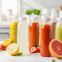 Bouteille en plastique ronde vide personnalisable avec logo, 100 ml, 250 ml, 500 ml, 12 oz, 16 oz, pour jus de fruits, café, lait, boissons froides