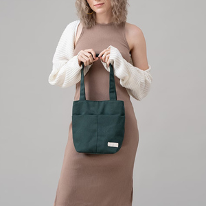 Borsa Tote in tela per lo Shopping a tracolla con Mini borse a tracolla in tinta unita da donna con Logo stampato personalizzato - Product Image 5