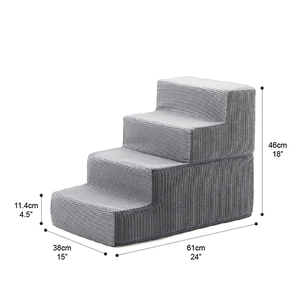 großhandel anpassbar weich schaumstoff grau klein hunde treppen 4 stufen für hohe betten haus hund sofa leiter haustier rampe treppen - Product Image 6