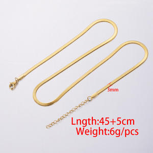 3MM 너비 45 + 5CM 스테인레스 스틸 실버/골드 스네이크 체인 목걸이 체인 쥬얼리 - Product Image 3