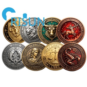 Moneta Commemorativa Personalizzata in Metallo con Costellazioni Astrologiche, Simbolo Astrologico, Medaglione, Segno Zodiacale, Moneta Challenge - Product Image 1