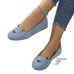 Zapatos Planos de Tela con Cabeza de Gato Bordada para Mujer, Primavera/Verano 2025, Cómodos, Casuales, Negros, Modernos, para Mamá - Product Image 1