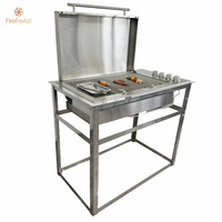 Station de barbecue professionnelle haut de gamme en acier inoxydable avec 4 brûleurs, finition galvanisée, utilisation intérieure/extérieure