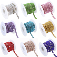 Bande de strass autocollante SS6 en gros, prix d'usine, ruban de strass en verre cristal pour accessoires vestimentaires