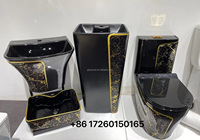 Noir ligne d'or doré impression Design céramique couleur cuvette de toilette salle de bain Inodoros une pièce marbre sanitaire toilette