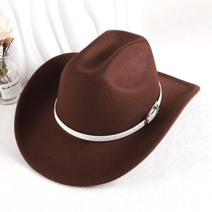 Sombrero de Vaquero ZhenXi M56-58cm, Color Sólido, Ala Ancha, Estilo Fedora de Lana - Product Image 1