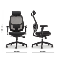 Chaise de bureau ergonomique avec dossier réglable en angle, structure en maille et coussin d'assise coulissant