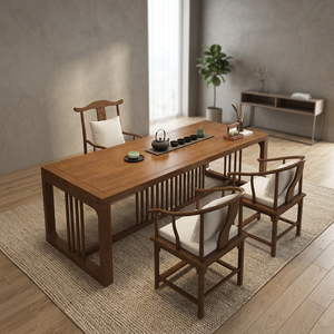 Ensemble de table à thé en teck moderne, mobilier en bois massif minimaliste pour restaurant, hôtel, salon de thé - Product Image 2
