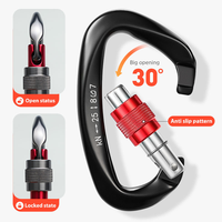 Mousqueton en aluminium courbé 25 kN avec vis de fixation, mousqueton professionnel pour l'escalade, crochet à ressort pour équipement de sécurité des sports de plein air