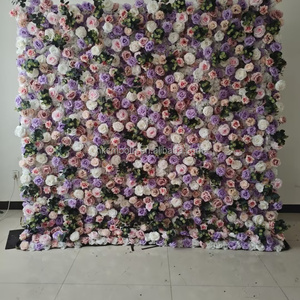 SMOOTH Fairy Purple Artificial Floral <b>Wall</b> Decor 8x8ft Customized Good Price <b>Flower</b> <b>Wall</b> Backdrop for Wedding Decoration - Product Image 1