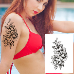 Tatuaje Temporal de Rosa Negra, Adhesivo Impermeable Impreso en Papel para Cara, Brazo, Pierna, Arte Corporal, Uso Profesional - Product Image 3