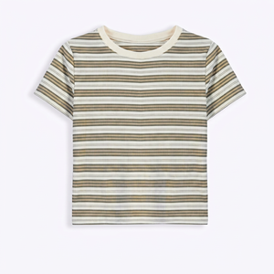 Camiseta de Manga Corta para Mujer MERITORIOUS INTERNATIONAL, Cuello Redondo, Informal, Transpirable, Teñida, 100% Algodón, para Todas las Temporadas - Product Image 1