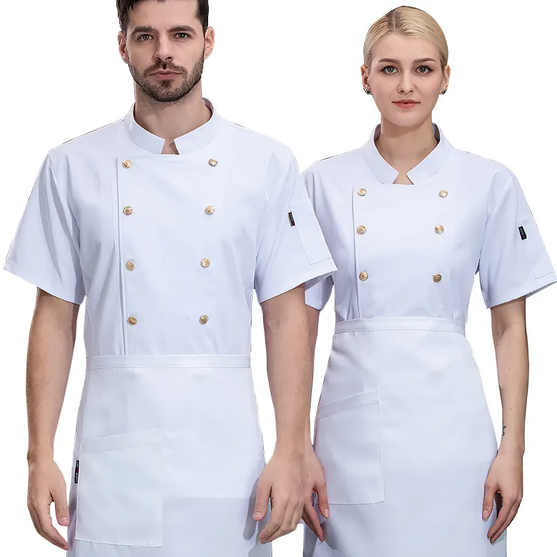 男性用シェフシャツウェイターユニフォームレストラン調節可能な作業服ティーンエイジャーキッチン用シェフユニフォーム