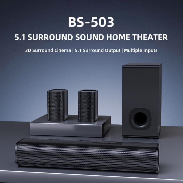 Echo Wall 5.1 Channel Metal Home Theater Speaker Heavy Subwoofer Home Living Room TV Audio Set
