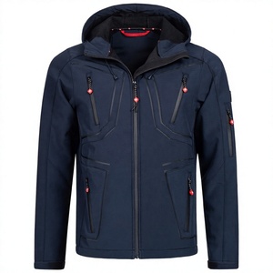 Chaqueta Varsity Reversible Impermeable de Mezclilla para Hombre, con Logotipo Frontal, Azul Oscuro, Poliéster, Cierre de Cremallera, para Otoño y Actividades al Aire Libre - Product Image 1