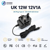 Alimentation LED 12V 1A 12W à tension constante EN 61347, prise UK Type G, certifiée CE UKCA pour bande lumineuse LED