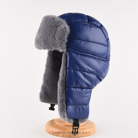 Bonnet d'hiver matelassé en duvet, doublé fausse fourrure, style pilote aviateur, avec cache-oreilles, pour cyclisme, ski, type casquette russe, broderie 3D, voyage