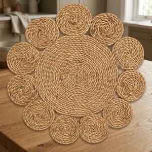 Star Hometex Handcrafted Jute Floral Modern Braided Washable Bedroom Area <b>Rug</b> Medium <b>Thickness</b> Novelty Shape Non-Slip Flat <b>Pile</b> - Product Image 5