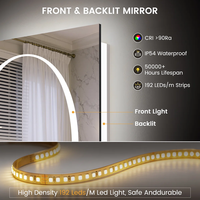 Miroir de salle de bain de luxe avec éclairage LED, design moderne, mural, forme rectangulaire réglable