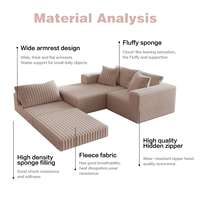 Nuevo Sofá Seccional de Espuma Rosa de 3 Plazas, Sofá Cama en Forma de U, Moderno y Cómodo para Sala de Estar con Cama Extraíble