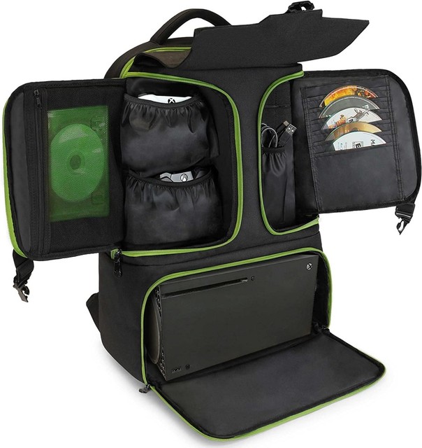 Console Gaming Backpack Compatible with Game Series X Carrying Case with Controllers Game Accessories Headset Storage Pocket Bag
