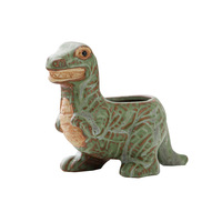 Pot de fleurs moderne en céramique émaillée ornement mignon créatif personnalisé petit animal triangle tyrannosaure rex dinosaure bronze