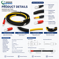 Kabel Charger Baterai Kapal Kustom, Harness Charger Marine Tahan Air IP67 OEM ODM Pabrik ABYC Langsung