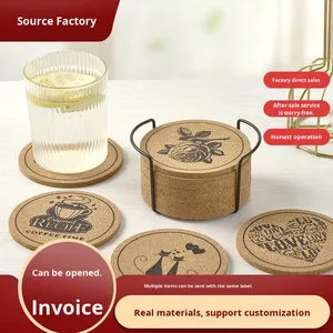 Posavasos de Madera Aislante Ecológico Personalizado para Coche, Tapete Moderno Redondo Antideslizante y Antiescaldante para Café y Té - Product Image 4
