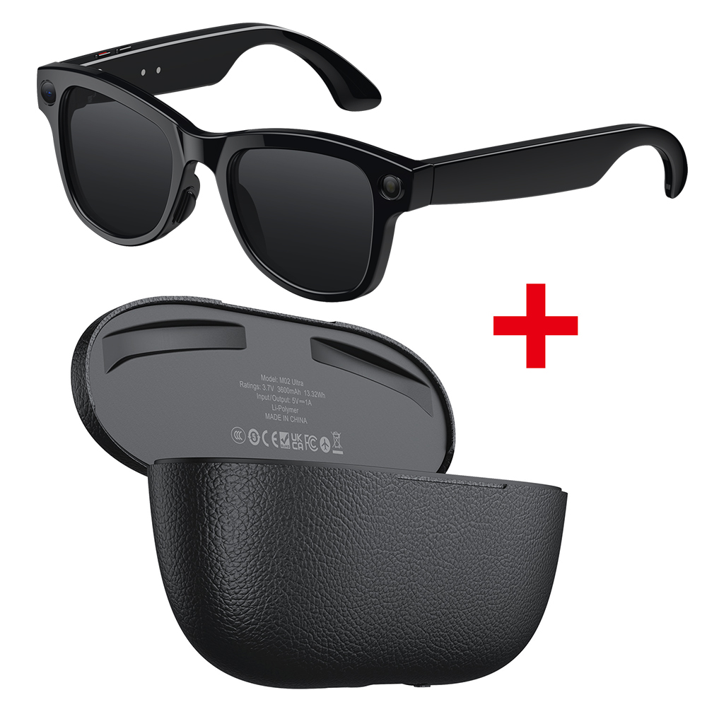 Lentes de gafas de sol con estuche de carga negro