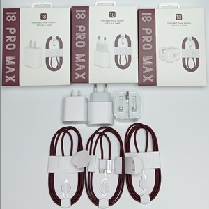Kit de chargeur rapide PD Type C 35W en gros avec câble USB-C tressé rouge bordeaux, prise US EU UK pour iPhone 18, charge rapide PD - Product Image 4