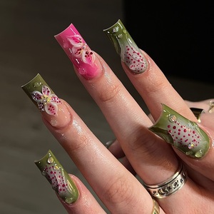 <span class=keywords><strong>Uñas</strong></span> Postizas Cuadradas 3D con Diseño <span class=keywords><strong>de</strong></span> Margarita, Hechas a Mano, Reutilizables, para Fiestas - Product Image 4