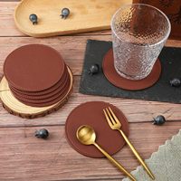 Sous-verre en cuir personnalisé avec logo, imperméable, résistant à la chaleur, en cuir PU, pour bar à café, hôtel, table
