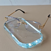 Lunettes optiques rectangulaires sans monture, monture dorée, verres en résine, anti-UV, unisexe, adultes, toutes formes de visage, correction de la vue