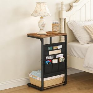Wood Rhythm <b>C</b> <b>Shape</b> Sofa Side <b>Table</b> With Fabric Storage Bag For Living Room Bedroom Small Apartment - Product Image 4