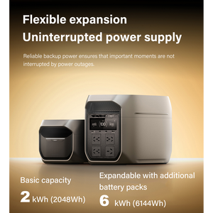 Central Eléctrica Portátil DELTA3 Max/Plus 2400W/3000W 2048wh LiFePO4 MPPT con Onda Sinusoidal Pura para Camping y Respaldo Doméstico - Product Image 3