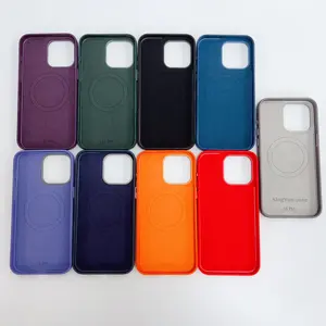 Funda de teléfono de cuero de lujo con logotipo personalizado funda de teléfono con anillo magnético interior de cuero PU de negocios para iPhone 15 Pro Max