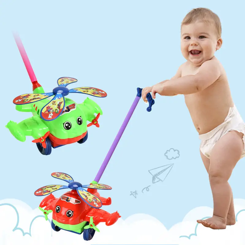 Plastic Handle Push pull Plane Car Toys Animal Lobster Aircraft Airplane Airline With Light And Music For Kids