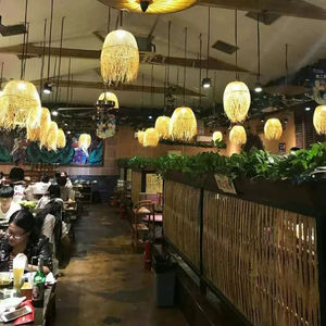 中式竹吊灯手工编织水晶设计餐厅或酒店灯泡照明灯具吊灯 - Product Image 6