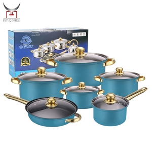 Ensemble de casseroles en acier inoxydable avec poignée dorée, 12 pièces, ustensiles de cuisine en métal, casseroles, poêles, cuisinière - Product Image 3