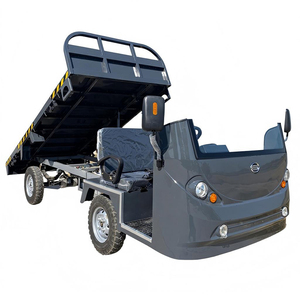 Chariot à plateau électrique bleu à 4 roues, corps en acier, véhicule de manutention industriel durable - Product Image 6