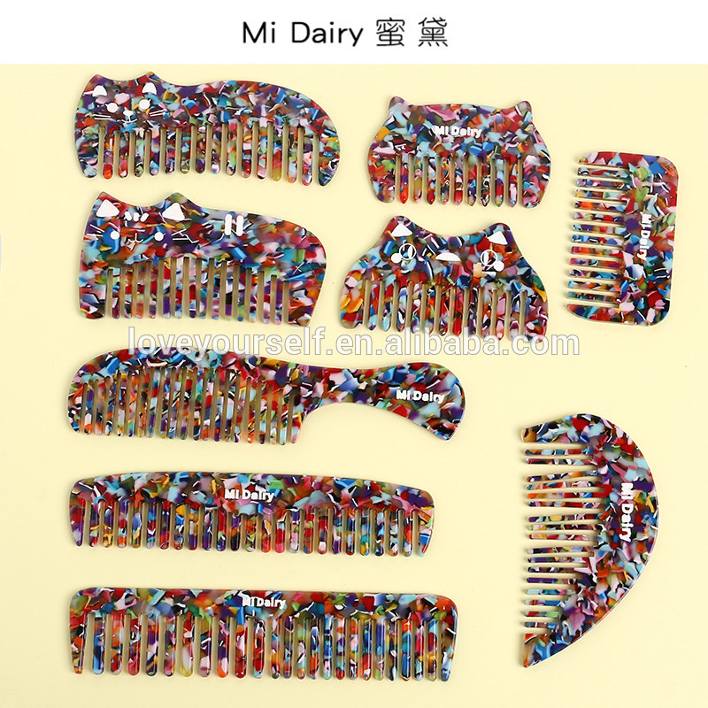 Распродажа 2019, модные гребни для волос из ацетата разноцветного радужного цвета для женщин и девочек, длинные густые гребни для женщин