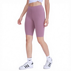 Shorts de Yoga para Mujer, Cintura Alta, Sin Costuras, Hasta la Rodilla, Color Morado Sólido, Spandex y Nailon, para Ejercicio, Gimnasio y Fitness - Product Image 3