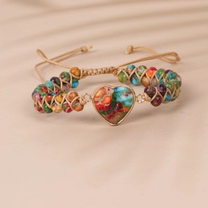 Hot Selling Trendy Unisex Chakra Stone Adjustable Braided Macrame <b>Bracelet</b> with Rainbow Heart <b>Beads</b> for LGBTQ Pride - Product Image 6