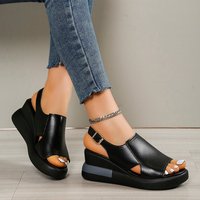 Sandales compensées à plateforme pour femmes grandes tailles, style mule, à découpes, avec bride de cheville, antidérapantes et respirantes