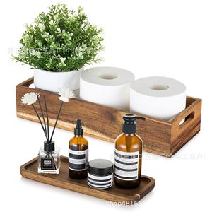 กล่องเก็บของในห้องน้ำแบบไม้ พร้อมถาดสำหรับสบู่ เครื่องสำอาง ที่ใส่กระดาษชำระ รูปทรงสี่เหลี่ยมผืนผ้า แบบตั้งพื้น - Product Image 1