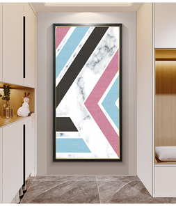 Stampa Decorativa di Lusso con Motivi Geometrici Astratti - Serie Colori Morandi, <span class=keywords><strong>Arte</strong></span> da Parete per Testiera Camera da Letto con Cornice <span class=keywords><strong>Sottile</strong></span> Dorata, Olio su Tela - Product Image 5