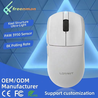 Souris de jeu haute performance OEM ODM avec capteur PAW3950, taux de polling 8K, trois modes, ultra-légère 56g, logo personnalisé