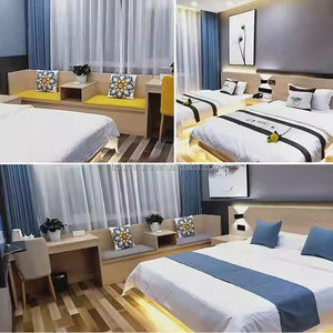 Muebles de Dormitorio Modulares de Bajo Costo para Hotel de 3 Estrellas, Juego Completo con Base de Cama de Madera, Escritorio, Silla, Mesitas de Noche, Cabecera y Colchón - Product Image 3